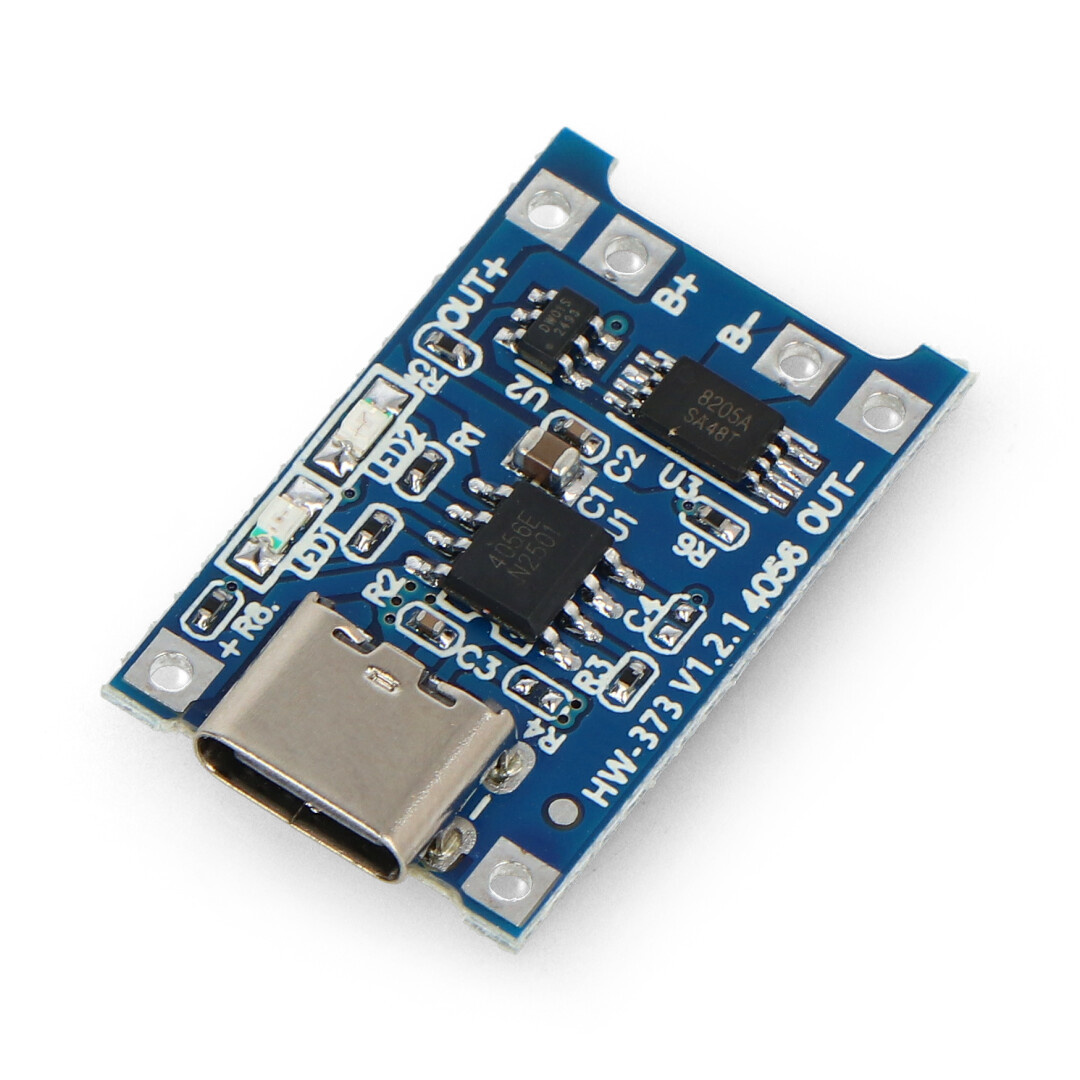 Ładowarka Li-Ion HW-373 v1.2.1 TP4056 pojedyncza cela 1S 3,7V USB typ C z zabezpieczeniami